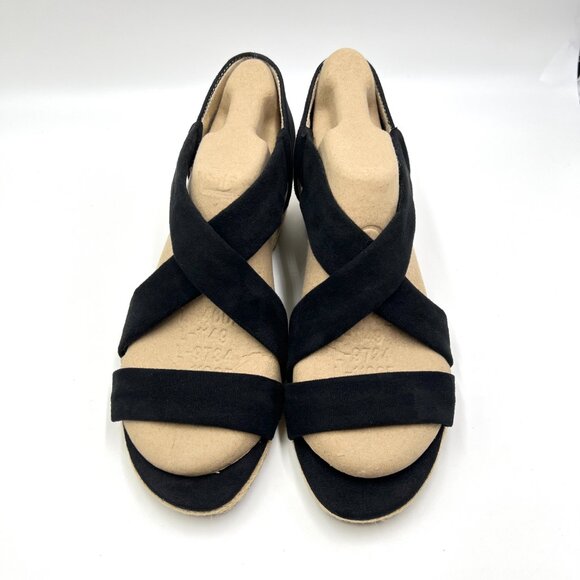 Lifestride Womens Size 9.5 Black Espadrilles Wedges Sandals Shoes - Picture 2 of 13